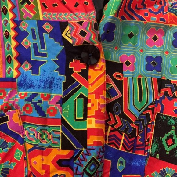 NY Invasion womens medium blazer abstract bright 80s cool unique funky - Picture 6 of 9